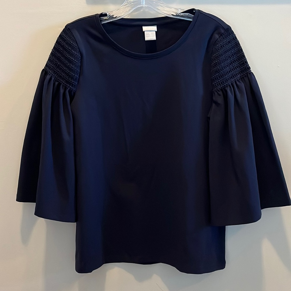 NWT Chicos Bell Sleeve Navy Top size small